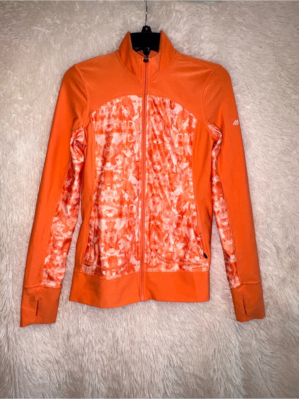 Eddie Bauer Motion Full Zip Active Jacket Orange Printed XS